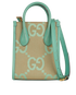 Mini Top Handle, &pound;510, Handbags, Cream/Green, Canvas/Leather, Front view